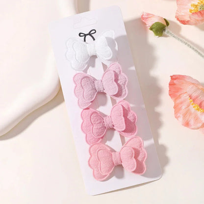 4Pcs Candy Colored Hair Clips for Girls Cute Double-Layered Bows