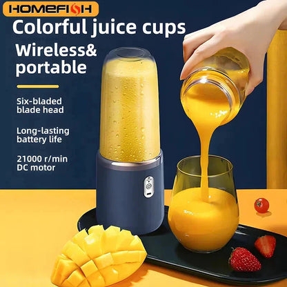 Portable Electric Blender Bottle – 6-Blade Smoothie Maker USB