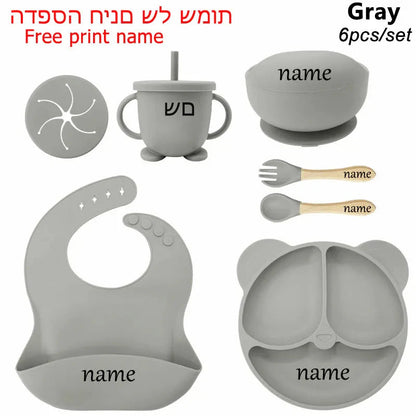 Silicone Baby Feeding Plate Set with Suction Bowl