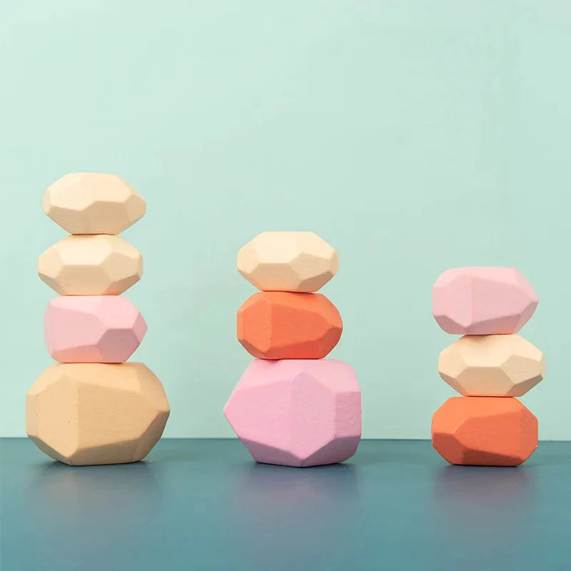 Wooden Sorting Stacking Rocks Montessori Toy