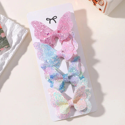 4Pcs Candy Colored Hair Clips for Girls Cute Double-Layered Bows