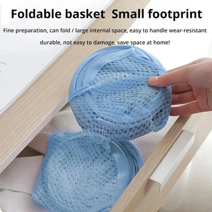Folding Laundry Storage Basket – Mesh Household Clothes & Toy Organizer