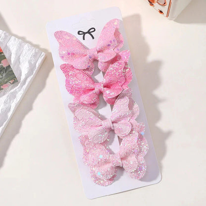 4Pcs Candy Colored Hair Clips for Girls Cute Double-Layered Bows