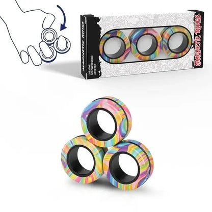 Magnetic Spinner Rings Fidget Toy Set – 3PCS Anti-Stress Magnetic Rings for Anxiety Relief and Focus