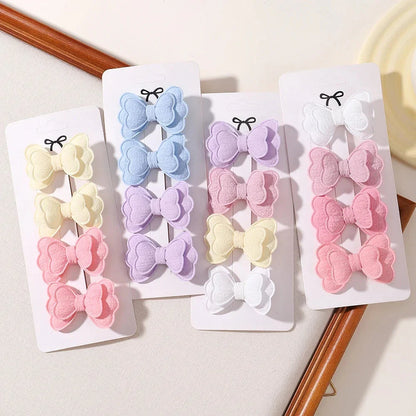 4Pcs Candy Colored Hair Clips for Girls Cute Double-Layered Bows