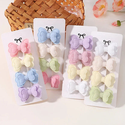 4Pcs Candy Colored Hair Clips for Girls Cute Double-Layered Bows