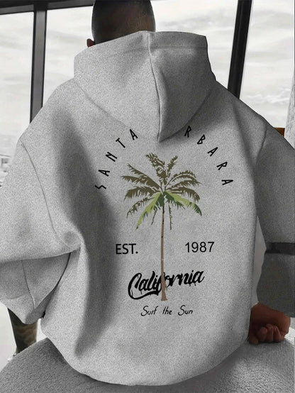 Tropical Palm Tree Print Hooded Sweatshirt