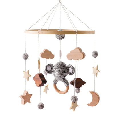 Baby Wooden Bed Bell Cartoon Rabbit Mobile