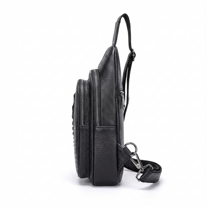 Men's Croc-Embossed Leather Sling Bag – Professional Utility Carry