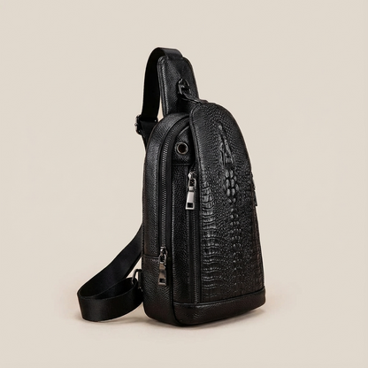 Men's Croc-Embossed Leather Sling Bag – Executive Commuter Carry