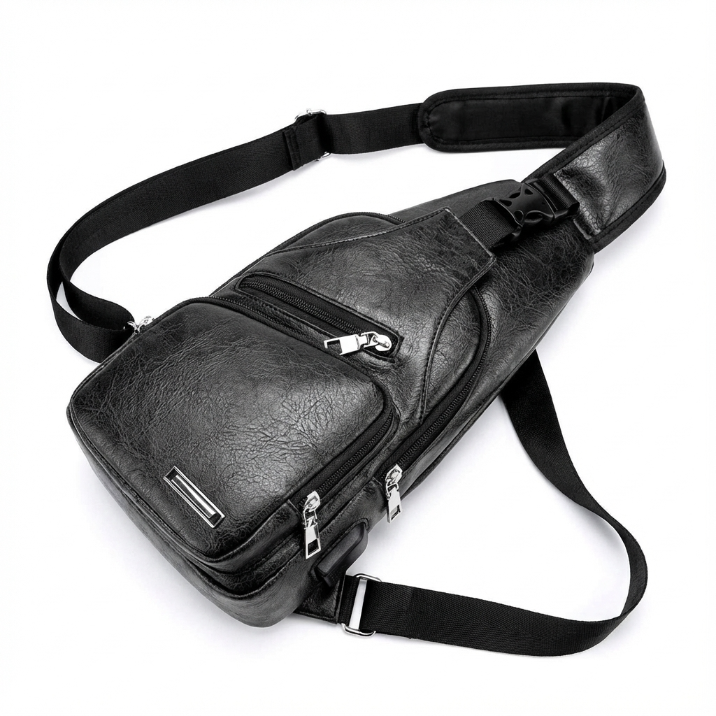Men’s Leather Sling Bag – Secure Anti-Theft