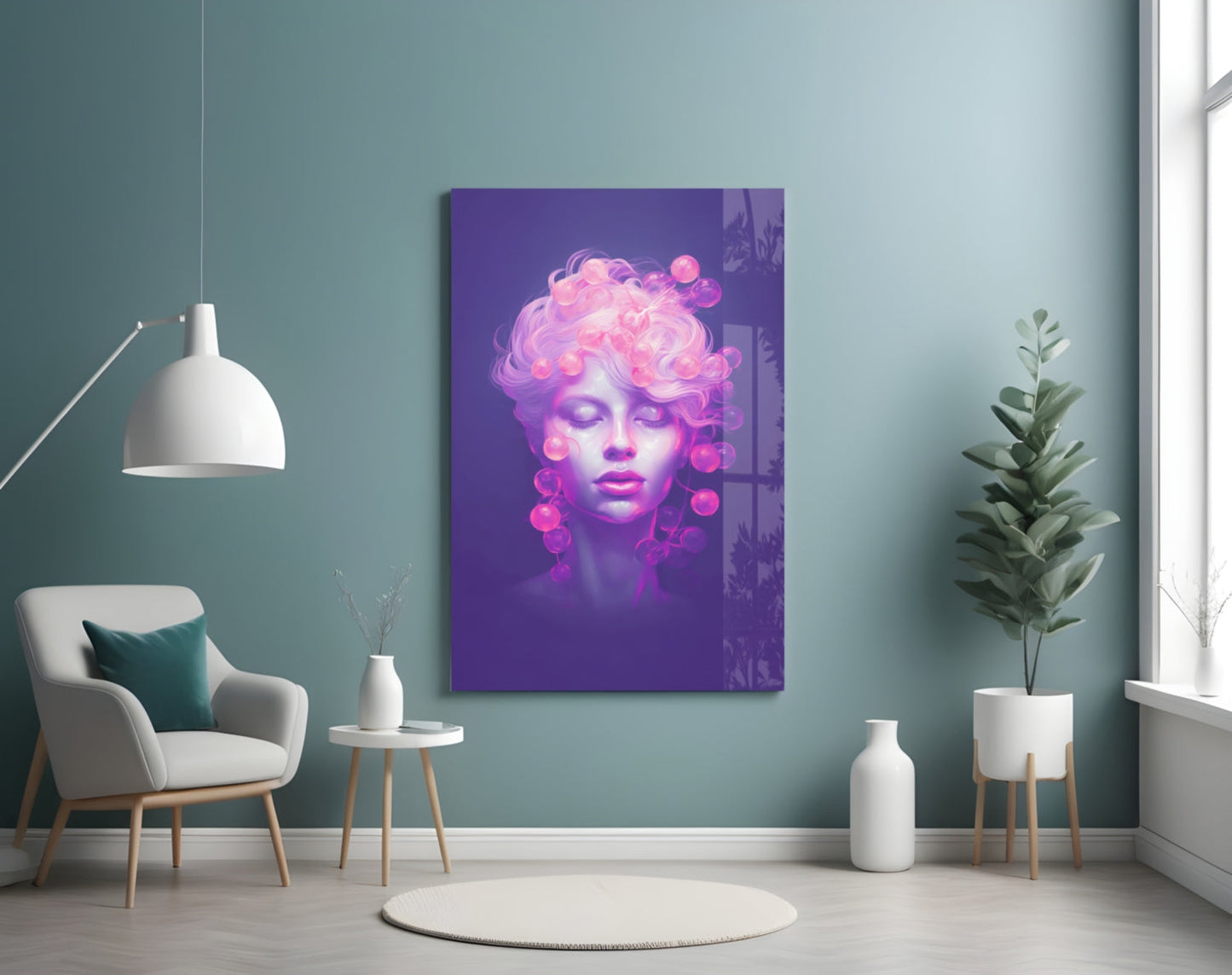 Pink Bubbles Glass Wall Art || Designer Collection