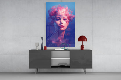 Pink Bubbles Glass Wall Art || Designer Collection