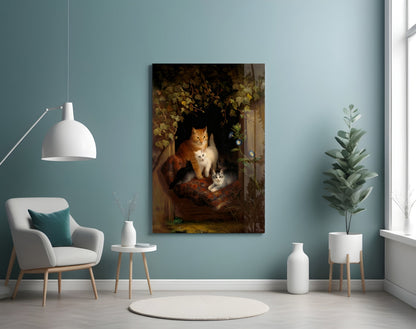 Family in the Window Glass Wall Art || Designer Collection
