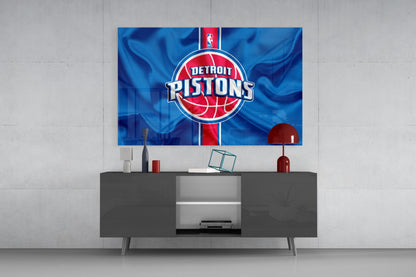The fluctuating Detroit Pistons Glass Wall Art || Designer Collection