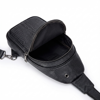 Men's Croc-Embossed Leather Sling Bag – Professional Utility Carry