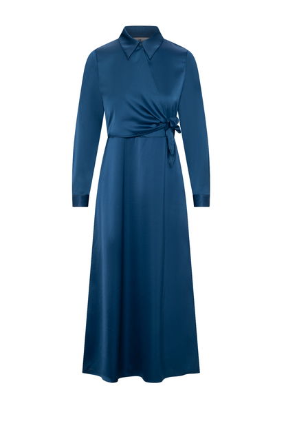 Maxi Satin Wrap Shirt Dress