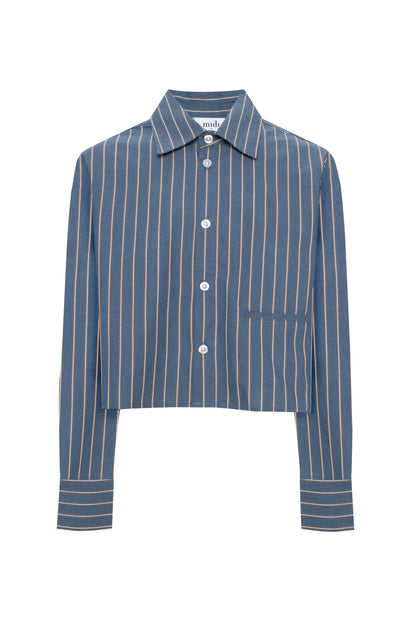 Cropped Stripped Button Down Blouse