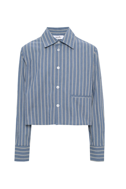 Cropped Stripped Button Down Blouse