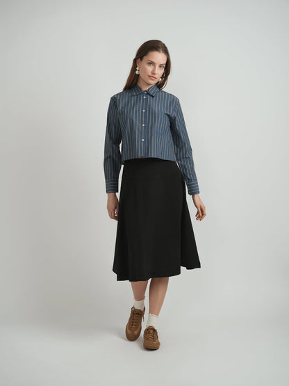 Cropped Stripped Button Down Blouse