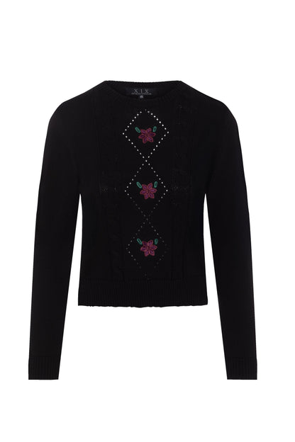 Cable Knit With Embroidery