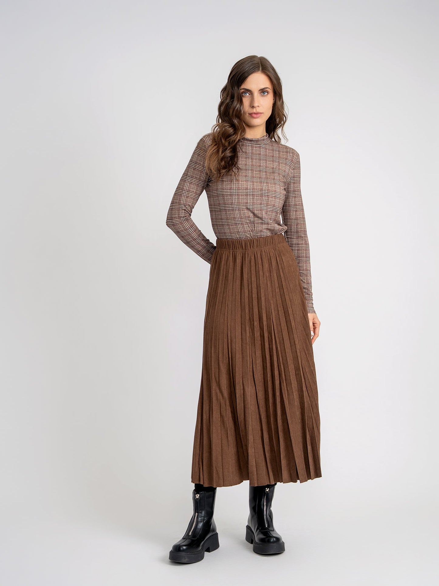 Plaid Mock Neck Top