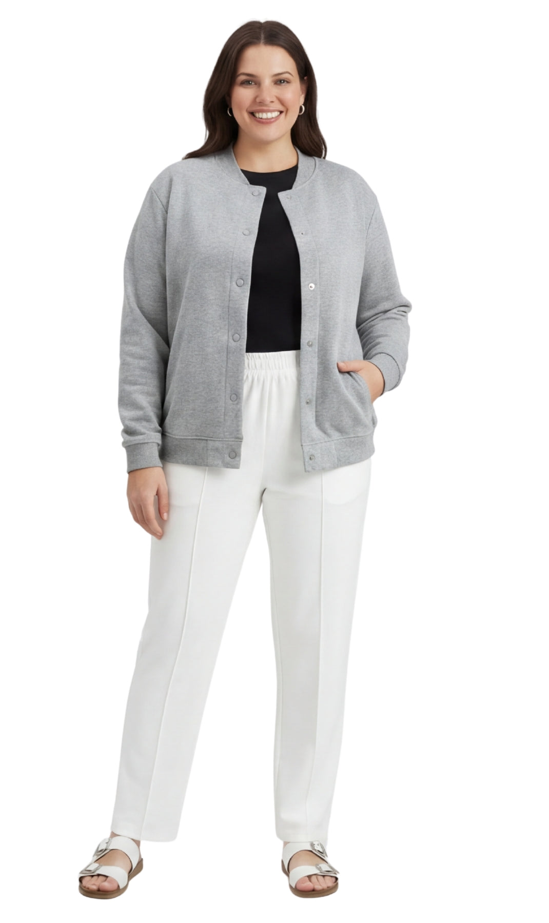 Womens Snap Up Jacket - Soft, Fleecy Lining for Three-Season Comfort