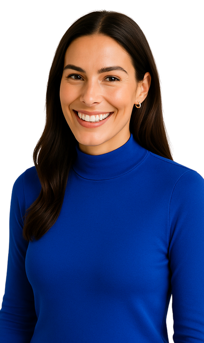 Women's Long Sleeve Cotton Blend Mock Neck Top - An All-Season Essential