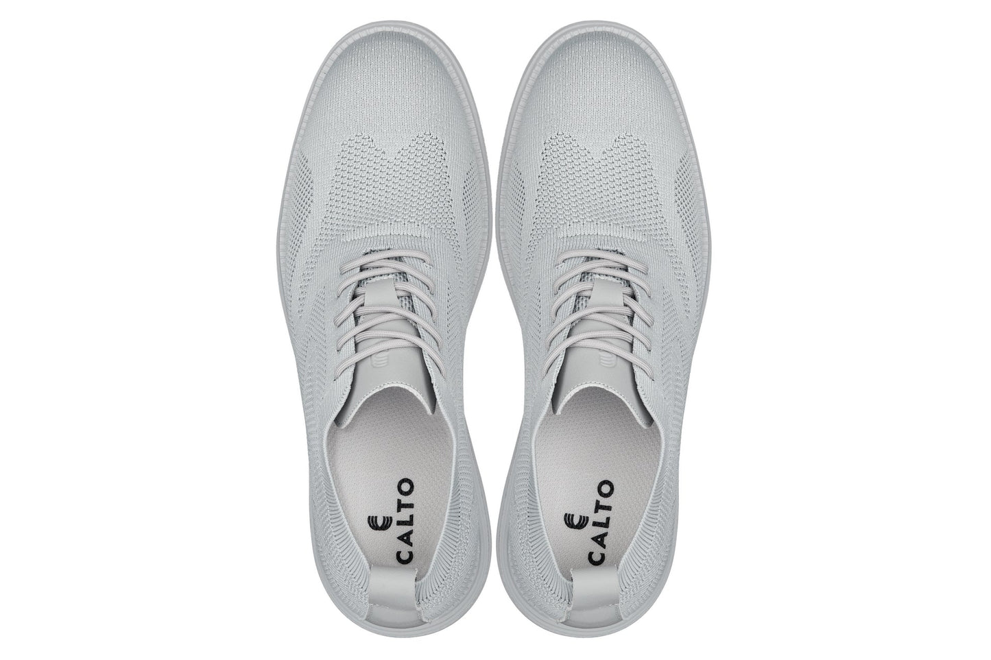 CALTO - X2640 - 2.8 Inches Taller (Pewter/Light Grey Sole) - Lace Up Casual Walker - Lightweight