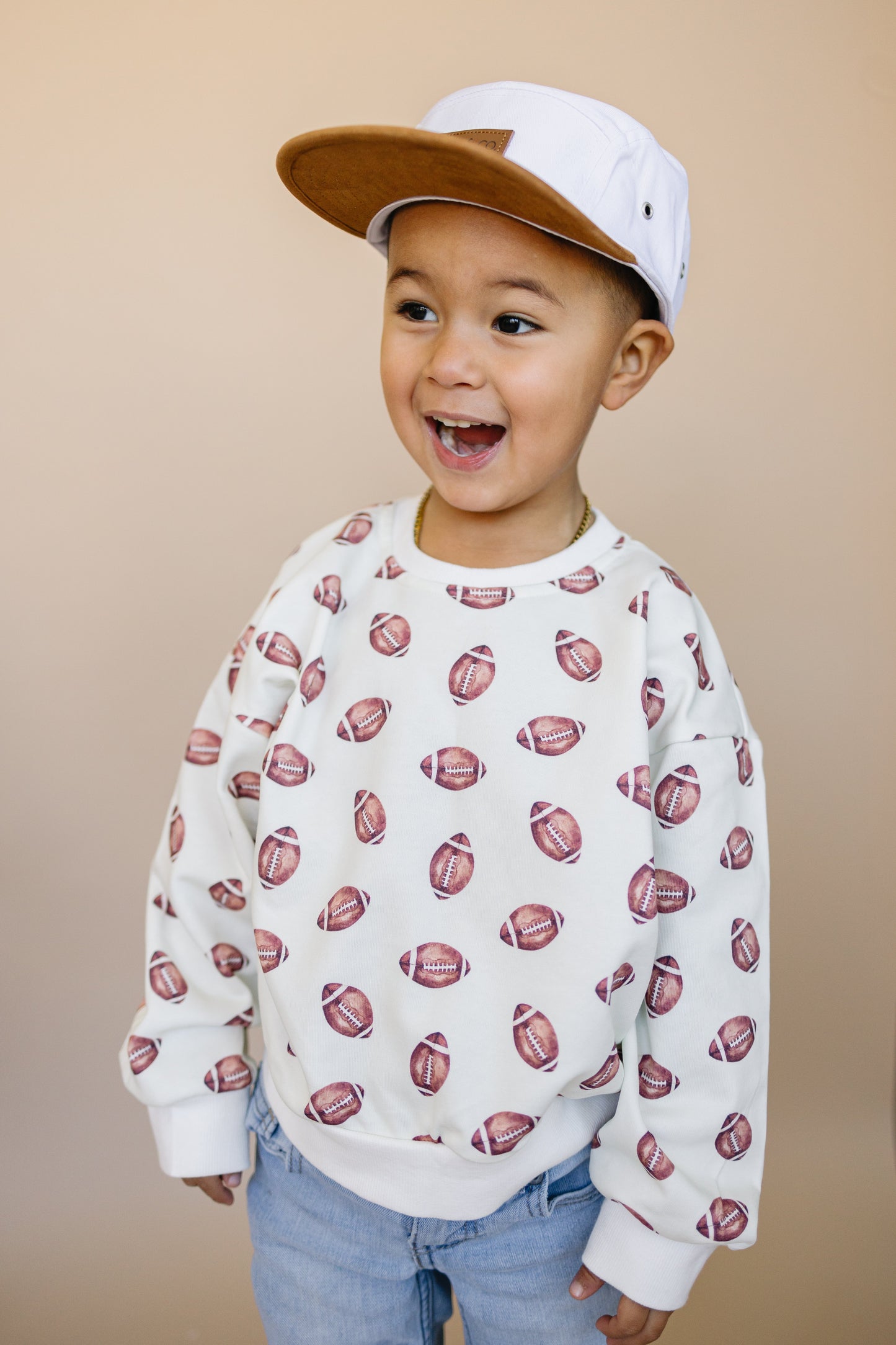 Football Print Crewneck Sweatshirt