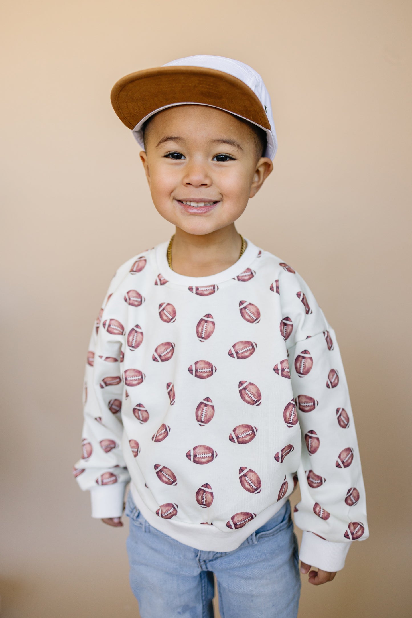 Football Print Crewneck Sweatshirt