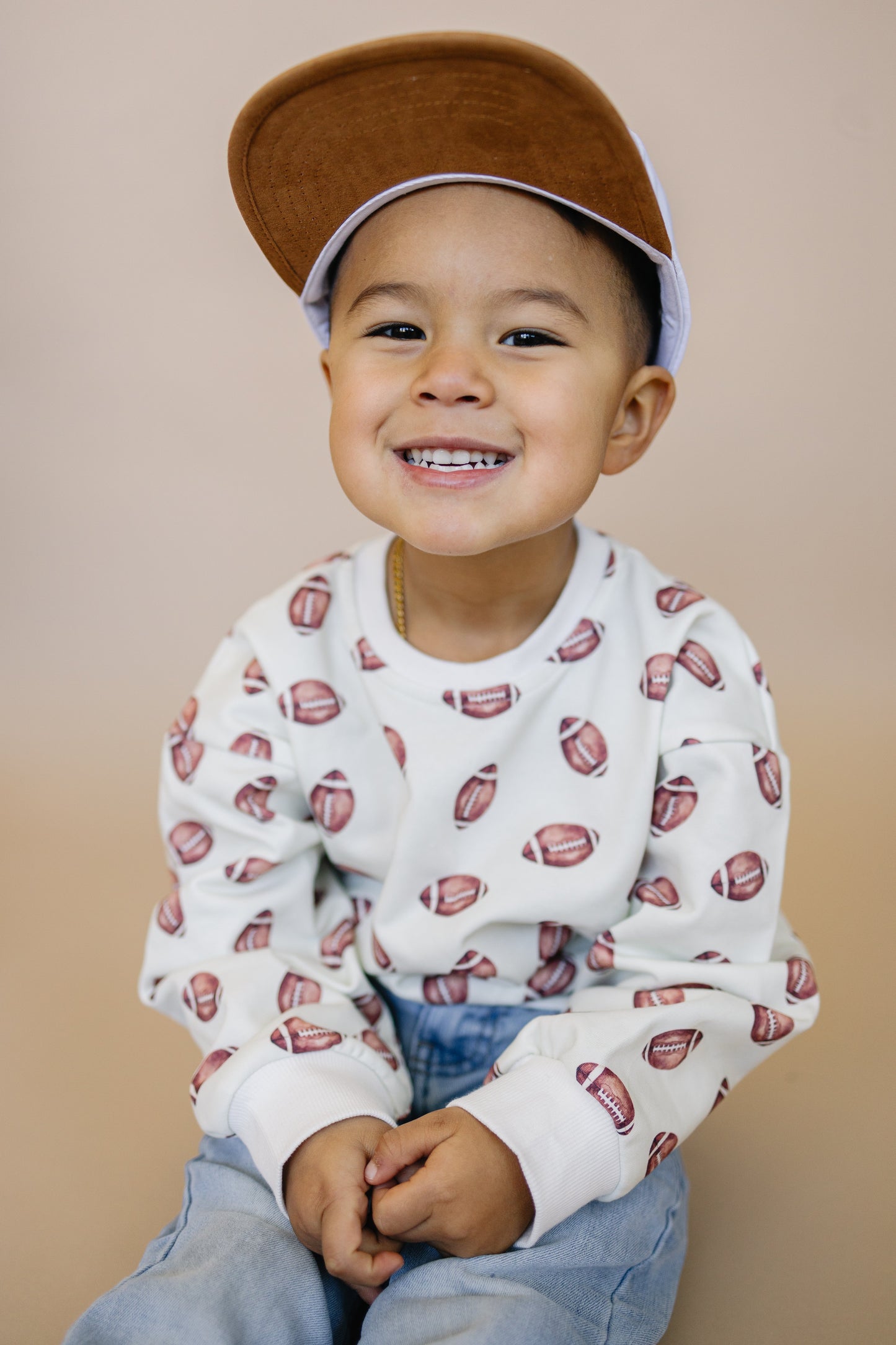 Football Print Crewneck Sweatshirt