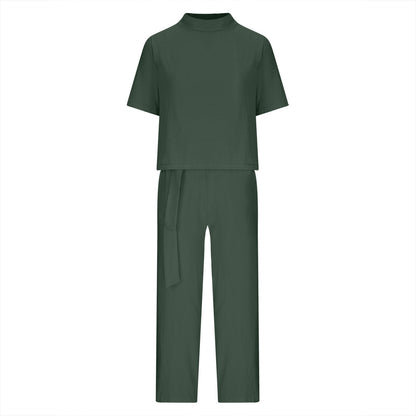 Round-Neck 3/4 Sleeve Top & Pants Two-Piece Set – 6 Colors, S–XXL