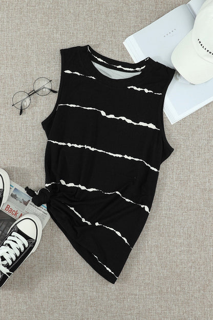 Apricot Allover Leopard Print Round Neck Tank Top