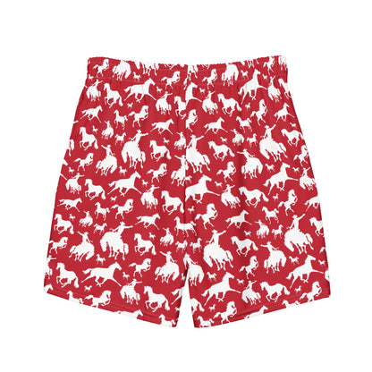 Baha Ranch Yeehaw Red Rodeo Cowboy Men's Swim Trunks