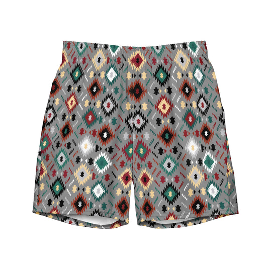 Baha Ranch Yeehaw Gray Aztec Men's Swim Trunks