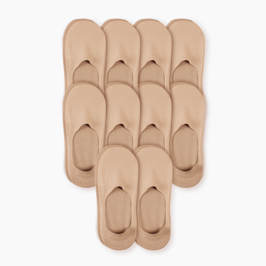 Unisex Cotton No Show Socks 10-Pack | Almond Beige