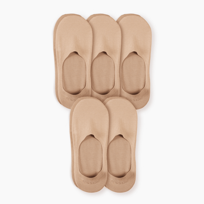 Unisex Cotton No Show Socks 5-Pack | Almond Beige