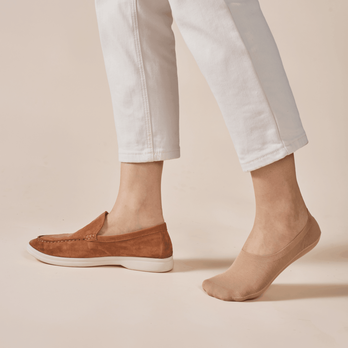 Unisex Cotton No Show Socks 5-Pack | Almond Beige