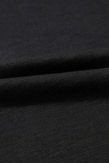 Black Layered Ruffle Short Sleeve Round Neck Top