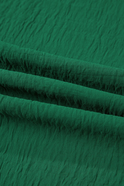 Solid Textured Crossed Waist Wide Leg Pants