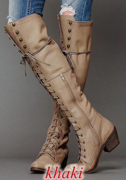 Women’s Over-the-Knee Boots – Round Toe Stylish Tall Winter Boots