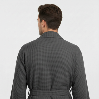 Waffle Spa Bathrobe for Men -  Absorbent, Lightweight