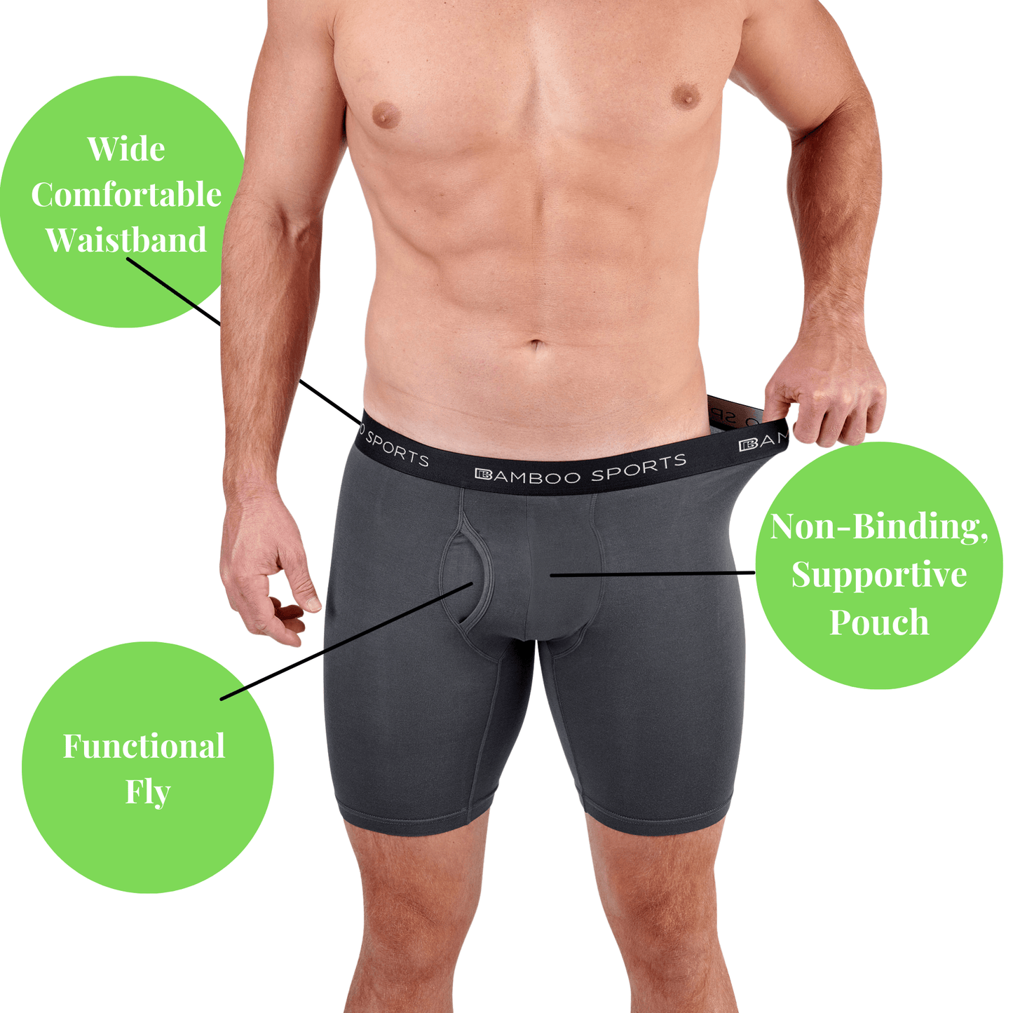 Men's 6" Inseam Bamboo Rayon Boxer Briefs - 4 Pack