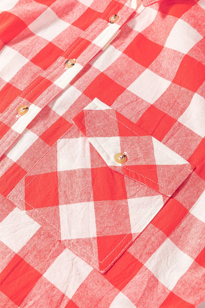 Oversized Plaid Button-Down Shirt Dress