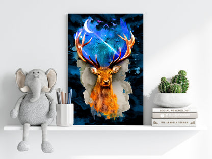 Deer at Night Aluminum Print