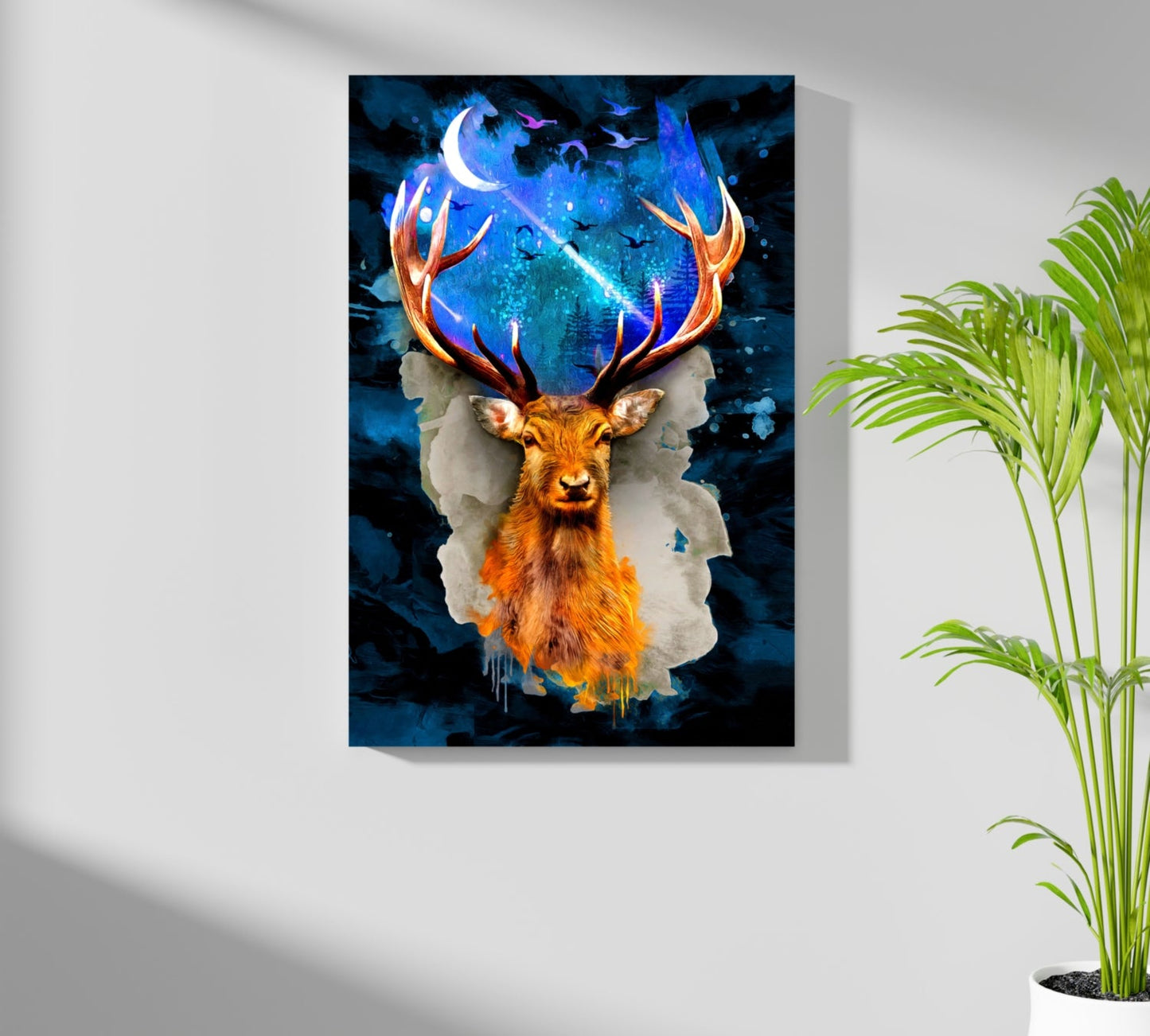 Deer at Night Aluminum Print