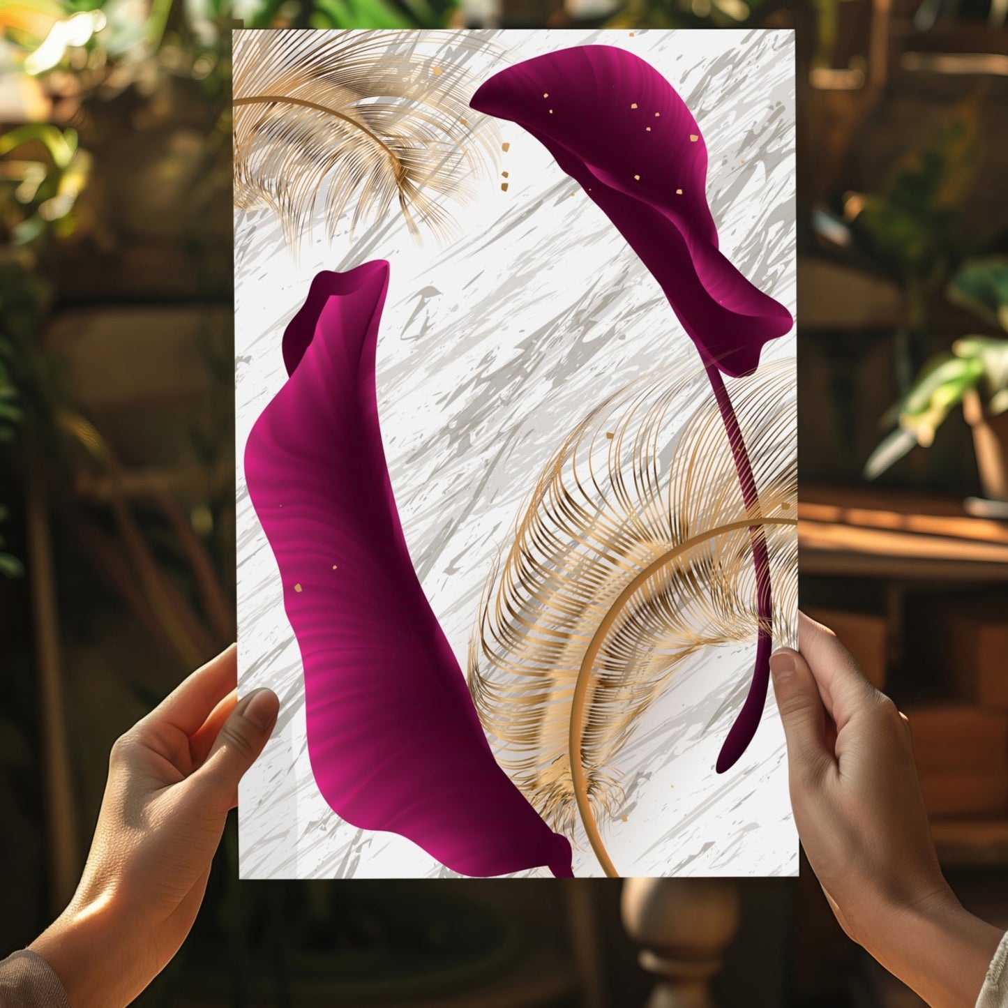 Burgundry Leaves Aluminum Print