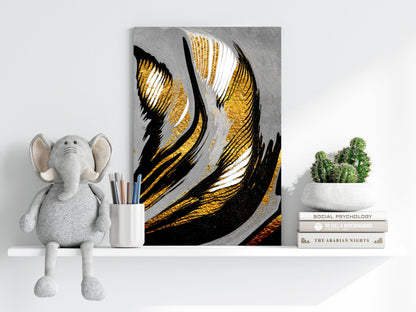 Gold-Gray Lines Aluminum Print