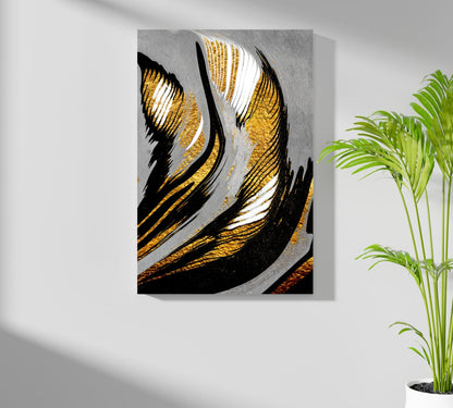 Gold-Gray Lines Aluminum Print